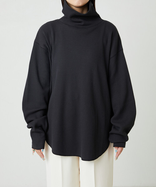 セール】限定展開 ワッフル タートルネック チュニック プルオーバー