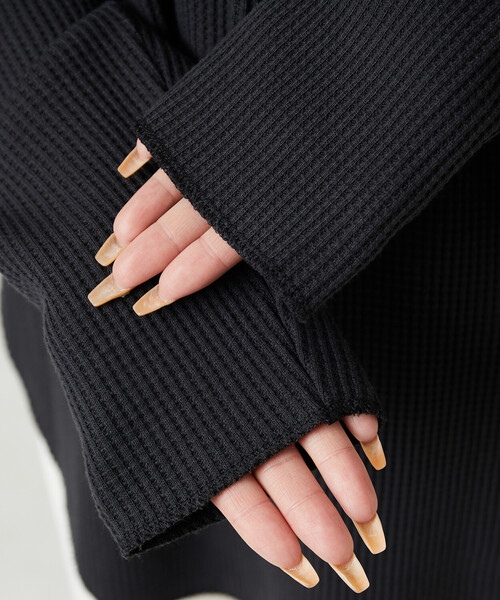 セール】限定展開 ワッフル タートルネック チュニック プルオーバー