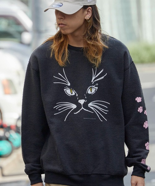 JERZEES（ジャージーズ）の「JERZEES/ジャージーズ CAT FACE OTHER-SIDE CREWSWEAT スウェット（スウェット・メンズ・レッド/ブラック・XL/L/M）」の4枚目の写真