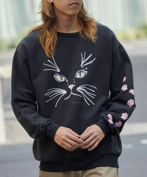 JERZEES（ジャージーズ）の「JERZEES/ジャージーズ CAT FACE OTHER-SIDE CREWSWEAT スウェット（スウェット・メンズ・レッド/ブラック・XL/L/M）」の7枚目の写真