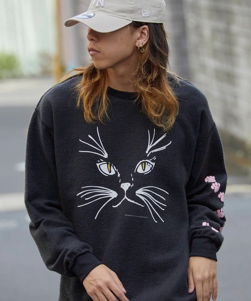 JERZEES（ジャージーズ）の「JERZEES/ジャージーズ CAT FACE OTHER-SIDE CREWSWEAT スウェット（スウェット・メンズ・レッド/ブラック・XL/L/M）」の3枚目の写真