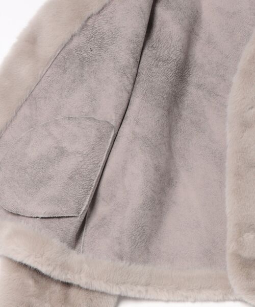 セール】短丈ノーカラーフェイクファージャケット（ブルゾン）｜H