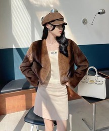 H.TOKYO | 短丈ノーカラーフェイクファージャケット(ブルゾン)