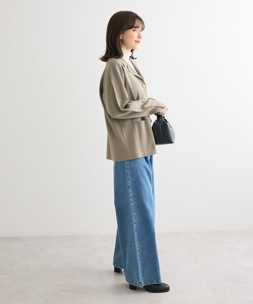 ELENCARE DUE（エレンカーレデュエ）の「・ELENCARE DUE ニットシングルジャケット（カーディガン/ボレロ・レディース・ブラウン/ブラック/グレイッシュベージュ・FREE）」の4枚目の写真