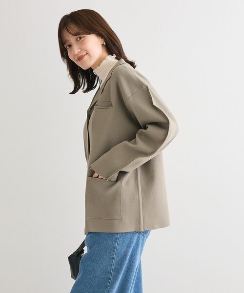 ELENCARE DUE（エレンカーレデュエ）の「・ELENCARE DUE ニットシングルジャケット（カーディガン/ボレロ・レディース・ブラウン/ブラック/グレイッシュベージュ・FREE）」の7枚目の写真