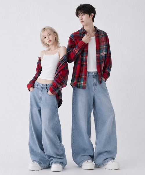 many men many mind（メニーメンメニーマインド）の「レギュラーカラー ネルシャツ/チェックシャツ/レギュラーフィット（シャツ/ブラウス・レディース・ピンク系その他/レッド/ピンク/ワインレッド/ホワイト系その他/レッド系その他/ホワイト系その他2/ネイビー系/ワイン系/ホワイト/オレンジ/ネイビー/グレー/ブルー/ライトグリーン/ブルー系その他/ネイビー系1・LARGE/MEDIUM/FREE/X-LARGE）」の15枚目の写真