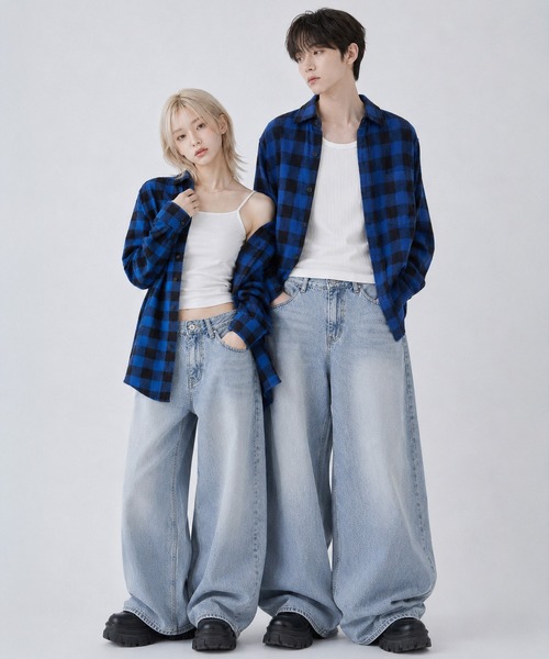 many men many mind（メニーメンメニーマインド）の「レギュラーカラー ネルシャツ/チェックシャツ/レギュラーフィット（シャツ/ブラウス・レディース・ピンク系その他/レッド/ピンク/ワインレッド/ホワイト系その他/レッド系その他/ホワイト系その他2/ネイビー系/ワイン系/ホワイト/オレンジ/ネイビー/グレー/ブルー/ライトグリーン/ブルー系その他/ネイビー系1・LARGE/MEDIUM/FREE/X-LARGE）」の7枚目の写真
