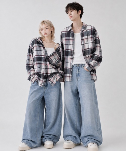 many men many mind（メニーメンメニーマインド）の「レギュラーカラー ネルシャツ/チェックシャツ/レギュラーフィット（シャツ/ブラウス・レディース・ピンク系その他/レッド/ピンク/ワインレッド/ホワイト系その他/レッド系その他/ホワイト系その他2/ネイビー系/ワイン系/ホワイト/オレンジ/ネイビー/グレー/ブルー/ライトグリーン/ブルー系その他/ネイビー系1・LARGE/MEDIUM/FREE/X-LARGE）」の4枚目の写真
