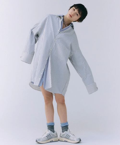 JOSE MOON(ジョゼムーン)の「【JOSEMOON/ジョゼムーン】JOSEMOON STRIPE SHIRT/ジョゼムーンストライプシャツ(シャツ/ブラウス・レディース・ホワイト/サックスブルー・FREE)」の19枚目の写真
