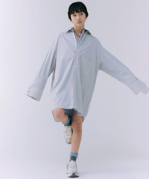 JOSE MOON(ジョゼムーン)の「【JOSEMOON/ジョゼムーン】JOSEMOON STRIPE SHIRT/ジョゼムーンストライプシャツ(シャツ/ブラウス・レディース・ホワイト/サックスブルー・FREE)」の18枚目の写真