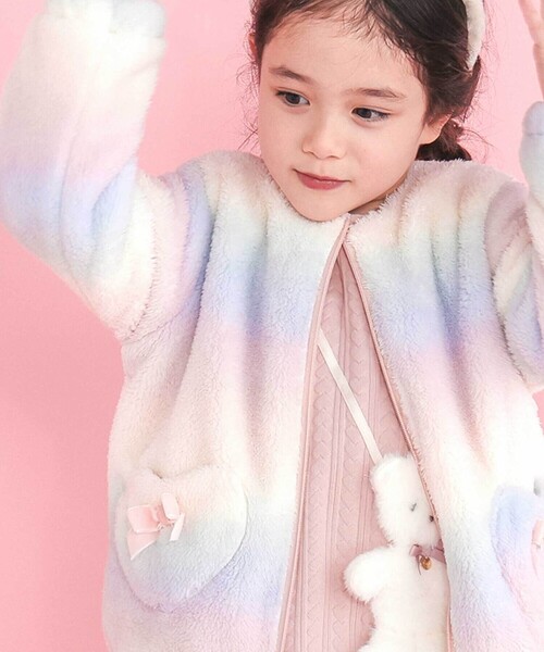 SLAP SLIP（スラップスリップ）の「ハートポケットオーロラボアジャケット(80~130cm)（ブルゾン・キッズ・パープル系その他/ピンク系その他・80ｃｍ/100cm/120cm/90cm/110cm/130cm）」の7枚目の写真