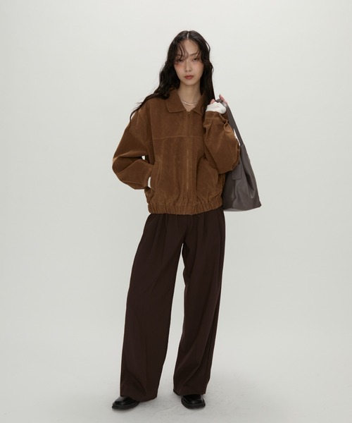 NUJOH(ヌゾ)の「Soft Suede Blouson Jacket / ソフトスエード ブルゾンジャケット(ブルゾン・レディース・ブラウン/ダークブラウン・FREE)」の13枚目の写真