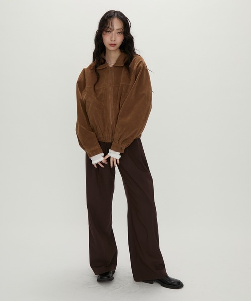 NUJOH(ヌゾ)の「Soft Suede Blouson Jacket / ソフトスエード ブルゾンジャケット(ブルゾン・レディース・ブラウン/ダークブラウン・FREE)」の8枚目の写真