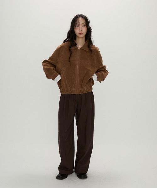 NUJOH(ヌゾ)の「Soft Suede Blouson Jacket / ソフトスエード ブルゾンジャケット(ブルゾン・レディース・ブラウン/ダークブラウン・FREE)」の3枚目の写真