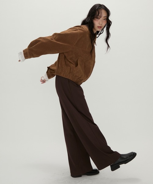 NUJOH(ヌゾ)の「Soft Suede Blouson Jacket / ソフトスエード ブルゾンジャケット(ブルゾン・レディース・ブラウン/ダークブラウン・FREE)」の12枚目の写真