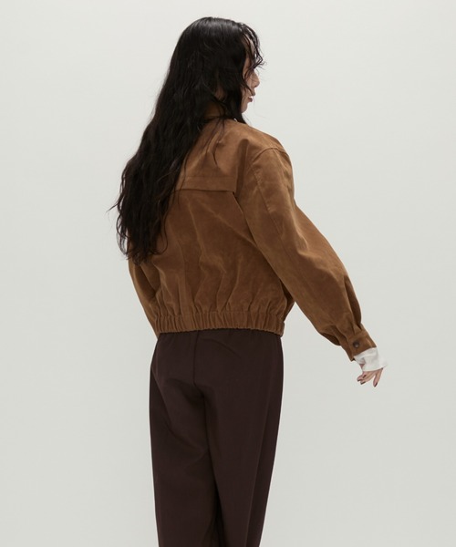 NUJOH(ヌゾ)の「Soft Suede Blouson Jacket / ソフトスエード ブルゾンジャケット(ブルゾン・レディース・ブラウン/ダークブラウン・FREE)」の9枚目の写真