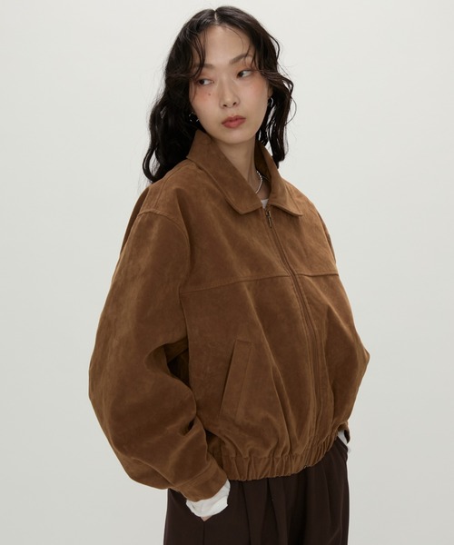 NUJOH(ヌゾ)の「Soft Suede Blouson Jacket / ソフトスエード ブルゾンジャケット(ブルゾン・レディース・ブラウン/ダークブラウン・FREE)」の5枚目の写真