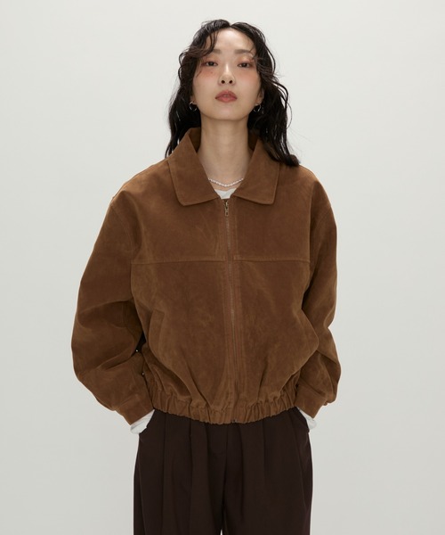 NUJOH(ヌゾ)の「Soft Suede Blouson Jacket / ソフトスエード ブルゾンジャケット(ブルゾン・レディース・ブラウン/ダークブラウン・FREE)」の10枚目の写真