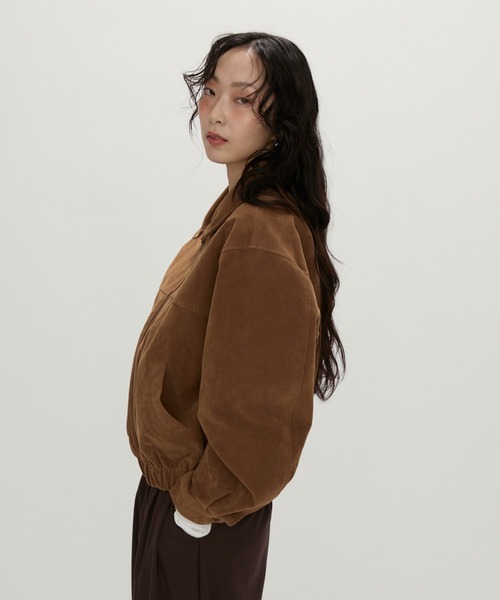 NUJOH(ヌゾ)の「Soft Suede Blouson Jacket / ソフトスエード ブルゾンジャケット(ブルゾン・レディース・ブラウン/ダークブラウン・FREE)」の6枚目の写真