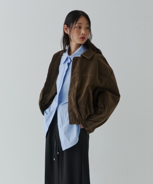 NUJOH(ヌゾ)の「Soft Suede Blouson Jacket / ソフトスエード ブルゾンジャケット(ブルゾン・レディース・ブラウン/ダークブラウン・FREE)」の19枚目の写真
