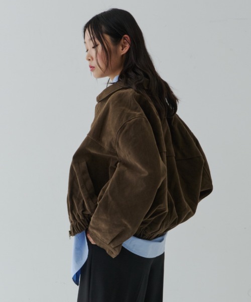 NUJOH(ヌゾ)の「Soft Suede Blouson Jacket / ソフトスエード ブルゾンジャケット(ブルゾン・レディース・ブラウン/ダークブラウン・FREE)」の20枚目の写真