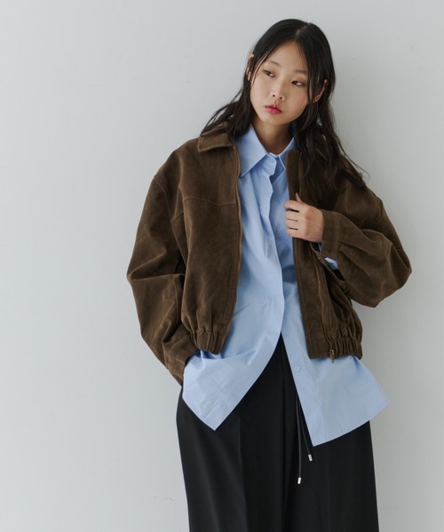 NUJOH(ヌゾ)の「Soft Suede Blouson Jacket / ソフトスエード ブルゾンジャケット(ブルゾン・レディース・ブラウン/ダークブラウン・FREE)」の22枚目の写真
