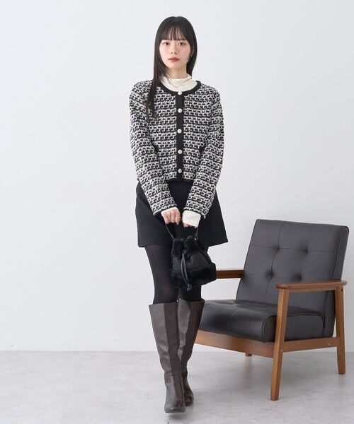 earth music&ecology（アースミュージックアンドエコロジー）の「ニットツイードジャケット（ブルゾン・レディース・アイボリー/ブラック・FREE）」の18枚目の写真