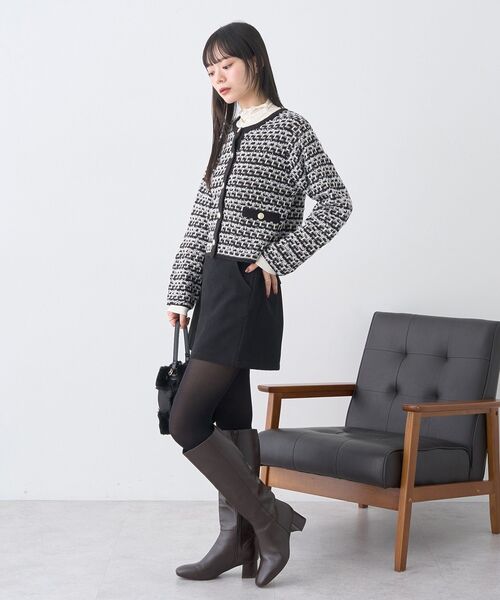 earth music&ecology（アースミュージックアンドエコロジー）の「ニットツイードジャケット（ブルゾン・レディース・アイボリー/ブラック・FREE）」の19枚目の写真