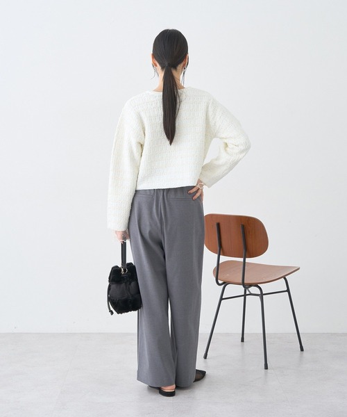 earth music&ecology（アースミュージックアンドエコロジー）の「ニットツイードジャケット（ブルゾン・レディース・アイボリー/ブラック・FREE）」の15枚目の写真