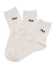 FILA（フィラ）の「FILA フィラ 靴下 リブソックス ロゴ刺繍 無地 スクールソックス 3足セット 3P（ソックス/靴下）」