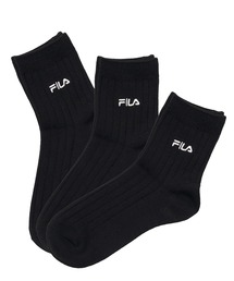 FILA（フィラ）の「FILA フィラ 靴下 リブソックス ロゴ刺繍 無地 スクールソックス 3足セット 3P（ソックス/靴下）」