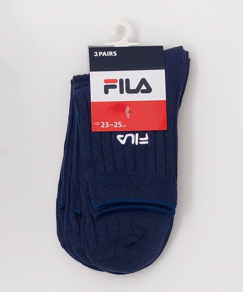 FILA（フィラ）の「FILA フィラ 靴下 リブソックス ロゴ刺繍 無地 スクールソックス 3足セット 3P（ソックス/靴下・レディース・ホワイト/ネイビー/ブラック・23-25cm）」の7枚目の写真