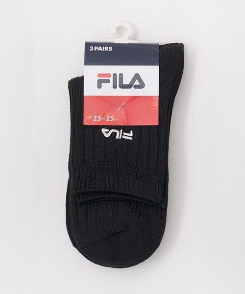 FILA（フィラ）の「FILA フィラ 靴下 リブソックス ロゴ刺繍 無地 スクールソックス 3足セット 3P（ソックス/靴下・レディース・ホワイト/ネイビー/ブラック・23-25cm）」の8枚目の写真