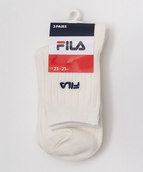 FILA（フィラ）の「FILA フィラ 靴下 リブソックス ロゴ刺繍 無地 スクールソックス 3足セット 3P（ソックス/靴下・レディース・ホワイト/ネイビー/ブラック・23-25cm）」の9枚目の写真