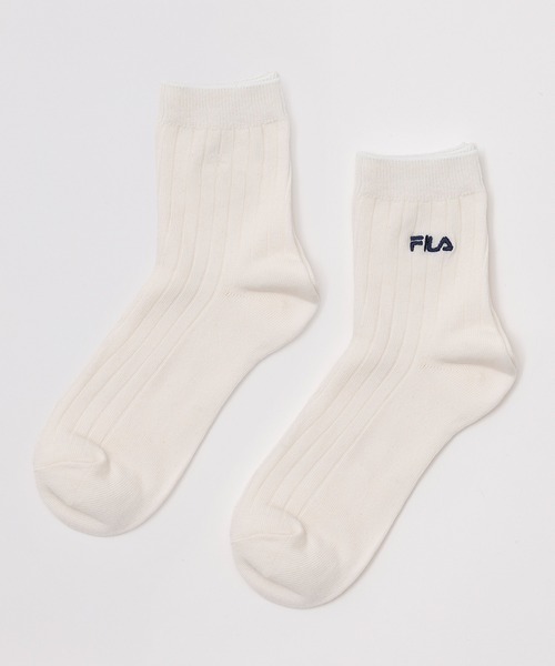 FILA（フィラ）の「FILA フィラ 靴下 リブソックス ロゴ刺繍 無地 スクールソックス 3足セット 3P（ソックス/靴下・レディース・ホワイト/ネイビー/ブラック・23-25cm）」の4枚目の写真