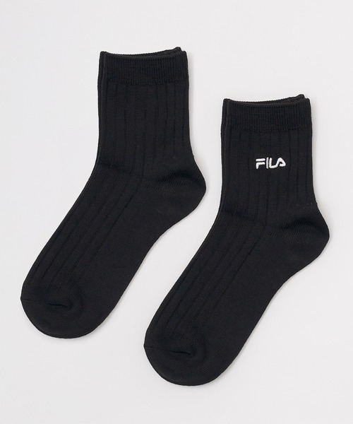 FILA（フィラ）の「FILA フィラ 靴下 リブソックス ロゴ刺繍 無地 スクールソックス 3足セット 3P（ソックス/靴下・レディース・ホワイト/ネイビー/ブラック・23-25cm）」の5枚目の写真