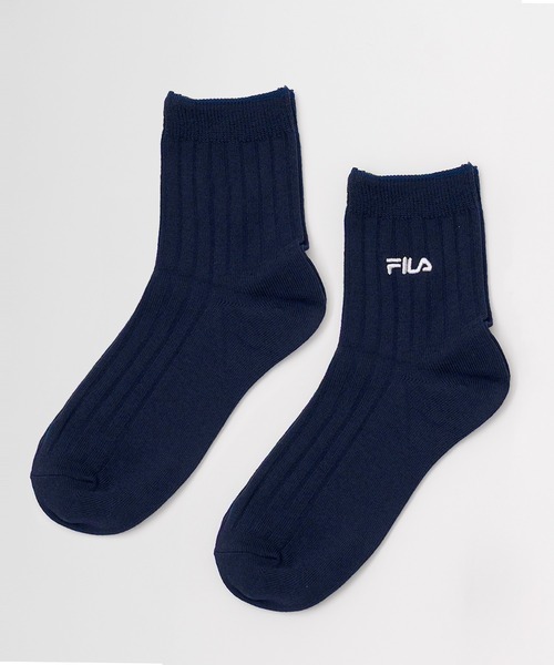 FILA（フィラ）の「FILA フィラ 靴下 リブソックス ロゴ刺繍 無地 スクールソックス 3足セット 3P（ソックス/靴下・レディース・ホワイト/ネイビー/ブラック・23-25cm）」の6枚目の写真