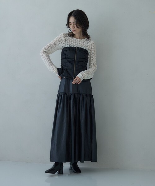 GALLEST(ギャレスト)の「バックカットアウトレースカットソー(Tシャツ/カットソー・レディース・ブラウン系その他/ブラック/オフホワイト・38)」の5枚目の写真