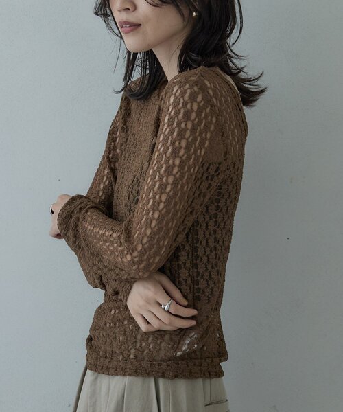 GALLEST(ギャレスト)の「バックカットアウトレースカットソー(Tシャツ/カットソー・レディース・ブラウン系その他/ブラック/オフホワイト・38)」の9枚目の写真