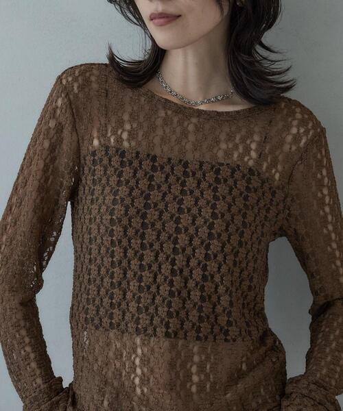 GALLEST(ギャレスト)の「バックカットアウトレースカットソー(Tシャツ/カットソー・レディース・ブラウン系その他/ブラック/オフホワイト・38)」の12枚目の写真