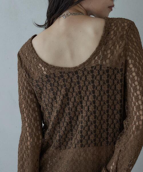 GALLEST(ギャレスト)の「バックカットアウトレースカットソー(Tシャツ/カットソー・レディース・ブラウン系その他/ブラック/オフホワイト・38)」の10枚目の写真