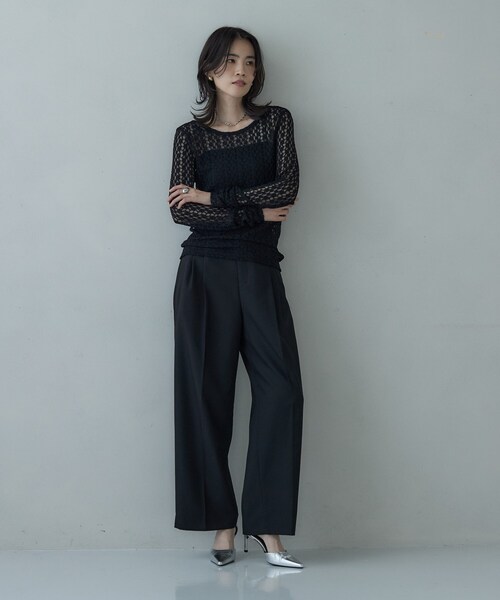 GALLEST(ギャレスト)の「バックカットアウトレースカットソー(Tシャツ/カットソー・レディース・ブラウン系その他/ブラック/オフホワイト・38)」の14枚目の写真