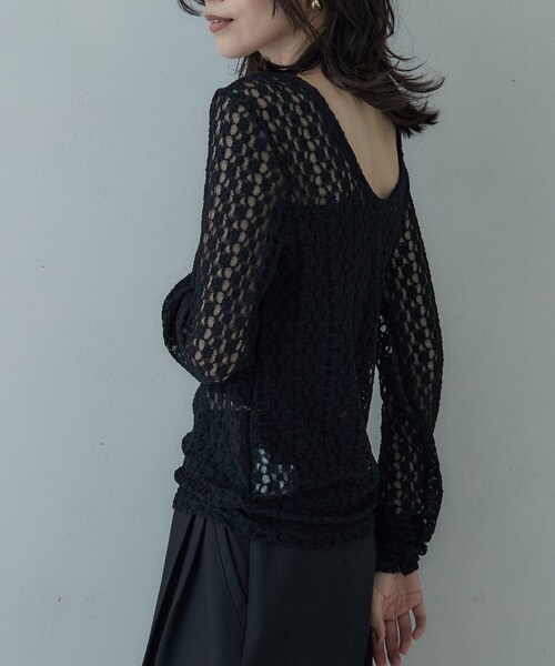 GALLEST(ギャレスト)の「バックカットアウトレースカットソー(Tシャツ/カットソー・レディース・ブラウン系その他/ブラック/オフホワイト・38)」の18枚目の写真