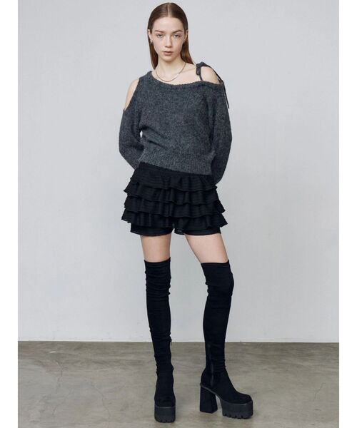 EMODA（エモダ）の「ティアードショートパンツ（その他パンツ・レディース・ブラウン/ブラック・FREE）」の4枚目の写真