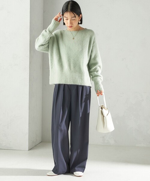 SHIPS(シップス)の「〈手洗い可能〉トロピカル タック パンツ(セットアップ対応)(スラックス・レディース・ライトグレー/ネイビー・36/38)」の10枚目の写真