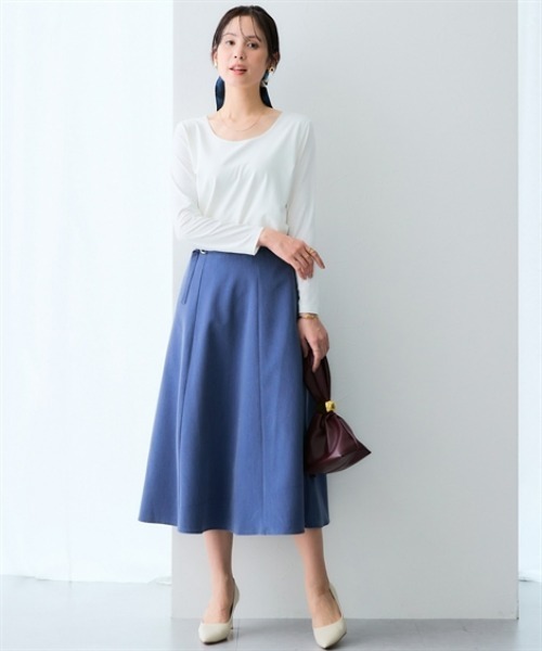 7days Life Styling（セブンデイズライフスタイリング）の「【選べる首元デザイン】透け対策　シルケット加工ダブルフロント長袖トップス（Tシャツ/カットソー・レディース・オフホワイト/ブラック・M/L/LL/3L）」の7枚目の写真
