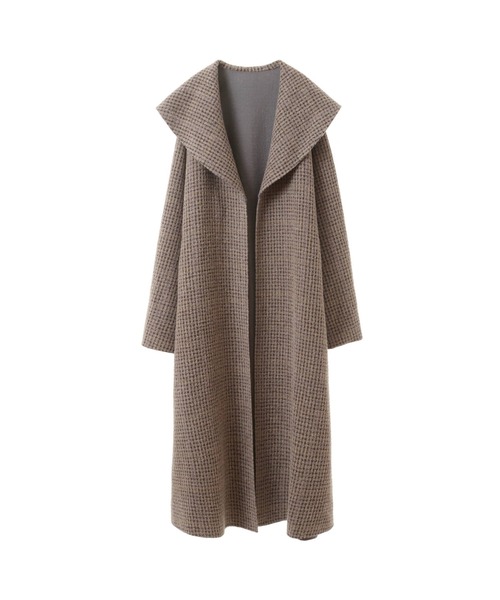 CURRENTAGE(カレンテージ)の「Double face cloth long coat(ステンカラーコート・レディース・サックスブルー/チェック・FREE)」の2枚目の写真