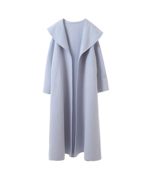 CURRENTAGE(カレンテージ)の「Double face cloth long coat(ステンカラーコート・レディース・サックスブルー/チェック・FREE)」の1枚目の写真