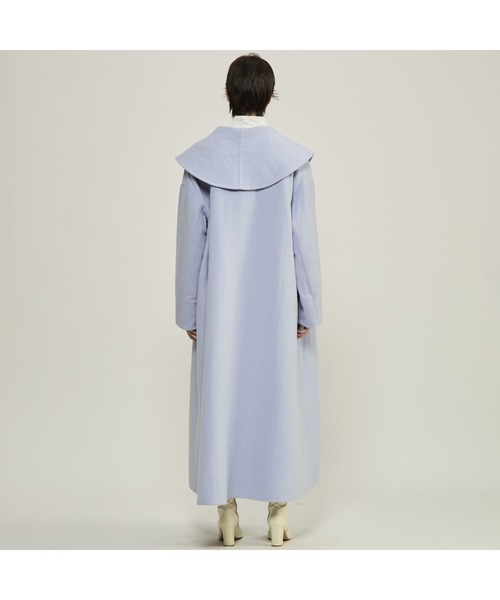 CURRENTAGE(カレンテージ)の「Double face cloth long coat(ステンカラーコート・レディース・サックスブルー/チェック・FREE)」の4枚目の写真