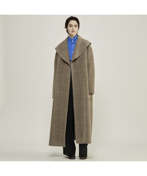CURRENTAGE(カレンテージ)の「Double face cloth long coat(ステンカラーコート・レディース・サックスブルー/チェック・FREE)」の8枚目の写真